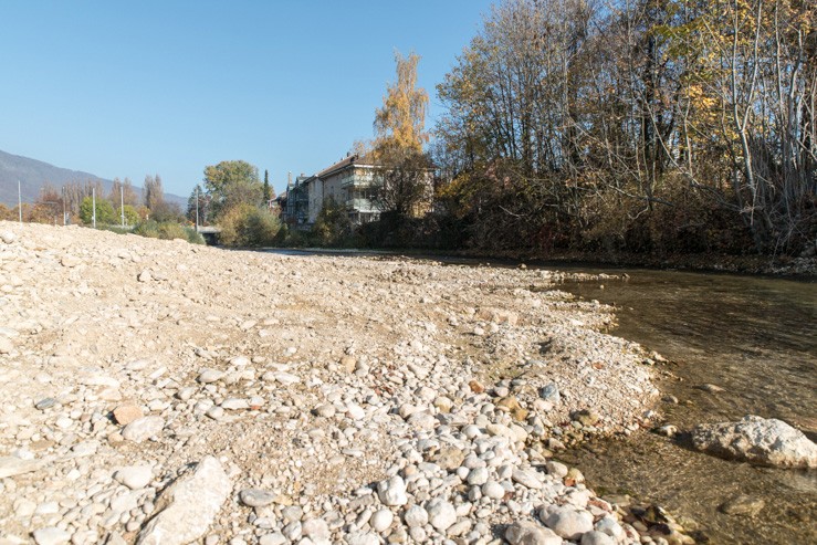 Schüssinsel Biel, Rohplanie und Wasserbau