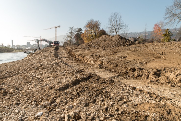 Schüssinsel Biel, Rohplanie und Wasserbau